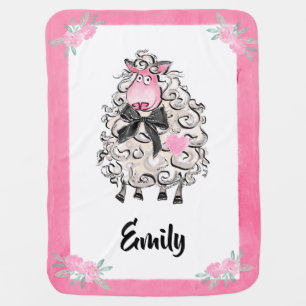 Cute Girl's Baby Blanket with Sheep