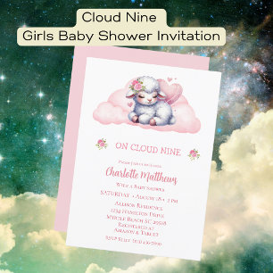 Cute Girls Baby Lamb Cloud Nine 9  Baby Shower Invitation