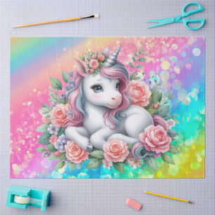 Cute girls baby unicorn decoupage  tissue paper