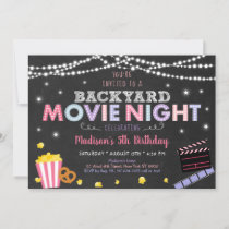 Cute Girls Backyard Movie Night Birthday Invitation