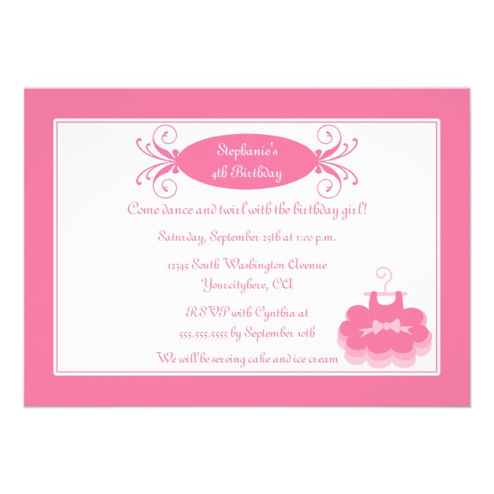 Cute girl's ballerina birthday party invitation