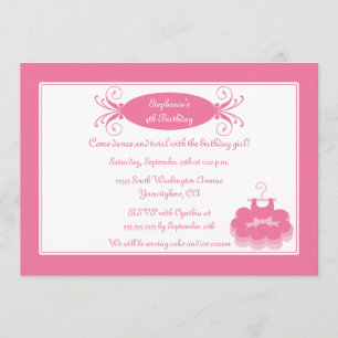 Cute girl's ballerina birthday party invitation