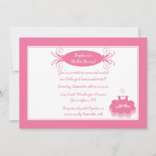 Cute girl's ballerina dance recital invitation