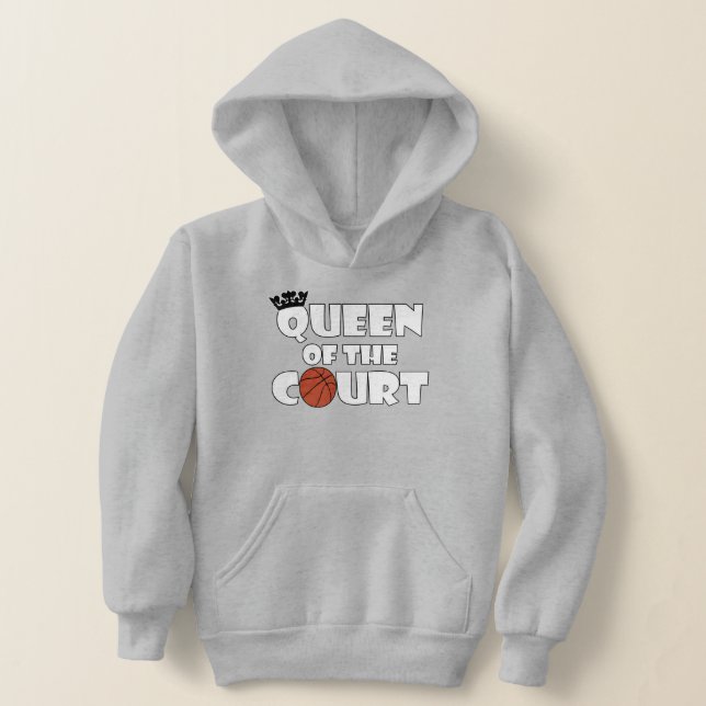 Cute Girls' Basketball Queen of the Court Sports Hoodie (Laydown)