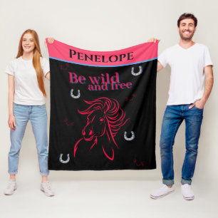 Cute Girls Be Wild and Free Decorative Horse Fleece Blanket