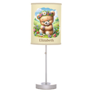 Cute girls bear lovers add name table lamp