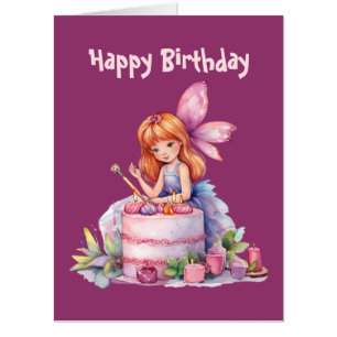Cute girls Birthday fairy add message big  Card