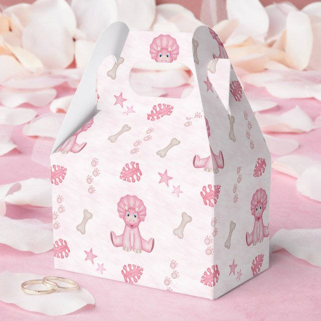 Cute Girls Birthday Pink Dinosaur Favor Boxes (Wedding)