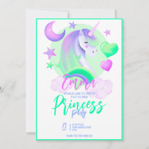 Cute Girl's Birthday Purple Watercolor Unicorn Invitation