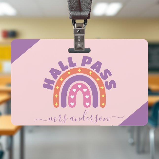 Cute Girls Boho Rainbow Teacher Student Hall Pass Badge (Cute Girls Boho Rainbow Teacher Student Hall Pass Badge
)