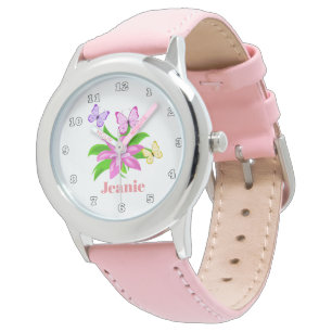Cute girls butterflies and flowers watch