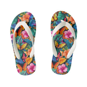 cute girls butterflies flowers pattern kid's flip flops