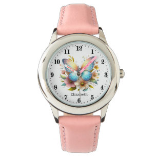 Cute girls butterfly add name watch