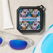 Cute Girls Butterfly Pattern Whimsical Blue Name Bluetooth Speaker (Insitu(Beach))