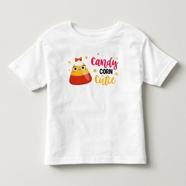 Cute Girls Candy Corn Cutie Kids Halloween Shirt (Front)