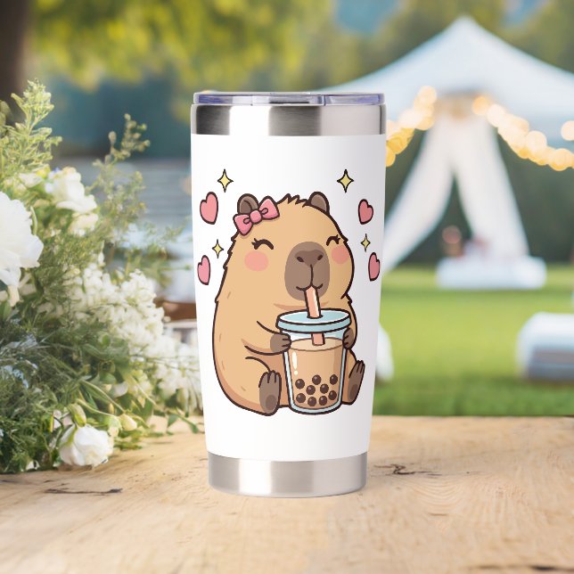 Cute Girls Capybara Ramen Kawaii Tea Kawaii Capy  Insulated Tumbler (Wedding (Rotated))