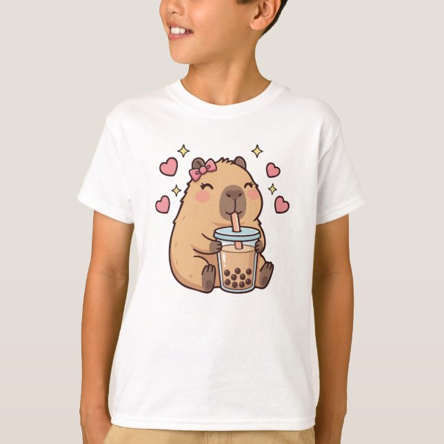 Cute Girls Capybara Ramen Kawaii Tea Kawaii Capy  T-Shirt (Front)