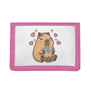 Cute Girls Capybara Ramen Kawaii Tea Kawaii Capy  Trifold Wallet