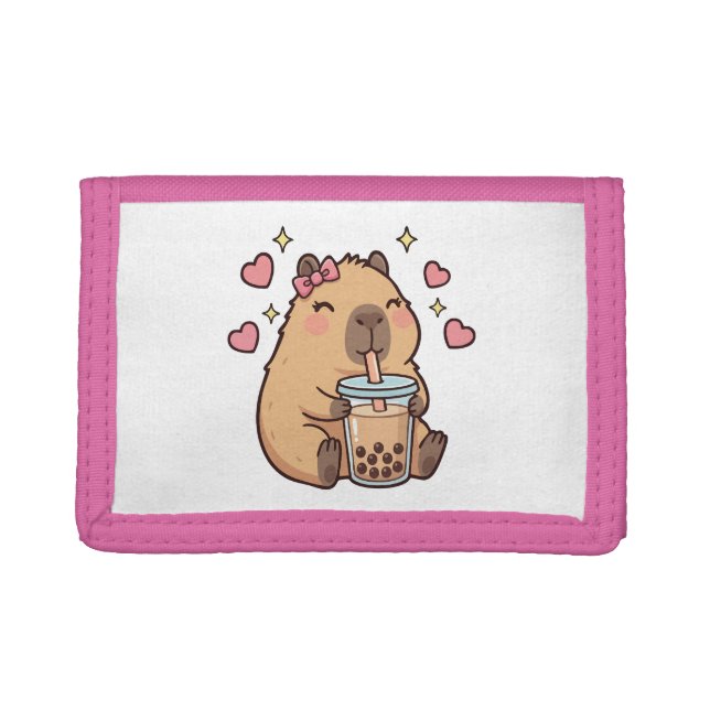 Cute Girls Capybara Ramen Kawaii Tea Kawaii Capy  Trifold Wallet (Front)