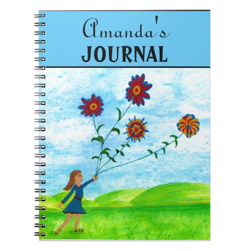 Cute Girls Colorful Floral Journal Spiral Notebook