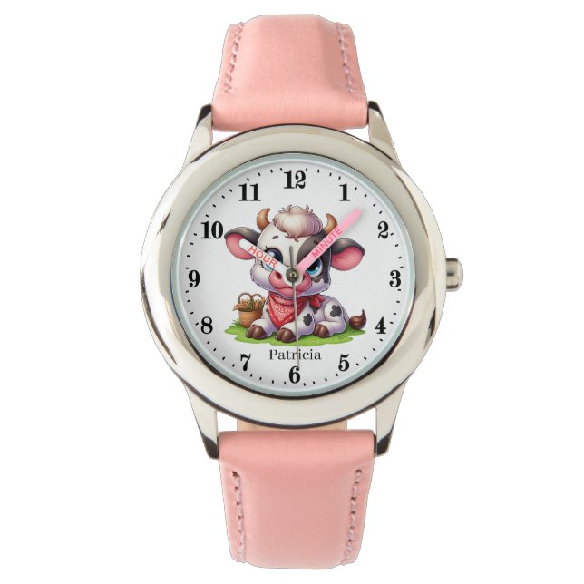 Cute girls cow lovers add name  watch (Front)