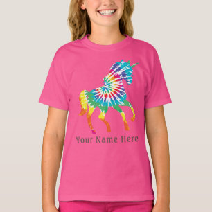 Cute Girls custom name Dancing tie-dye Unicorn T-Shirt