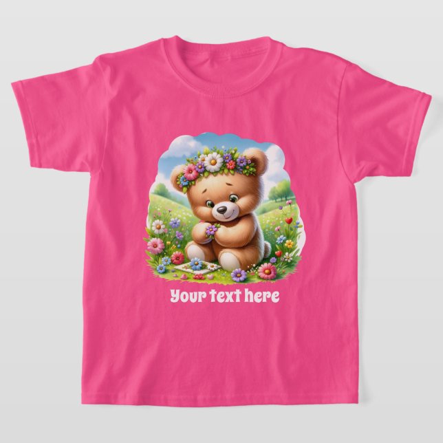 Cute girls customizable bear  T-Shirt (Laydown)