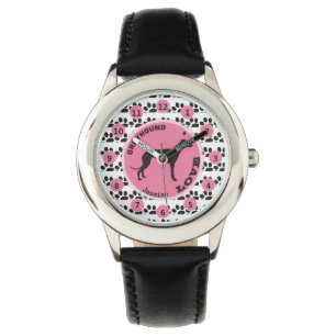 Cute Girls Dog Paw Greyhound Kids Personalize Name Watch