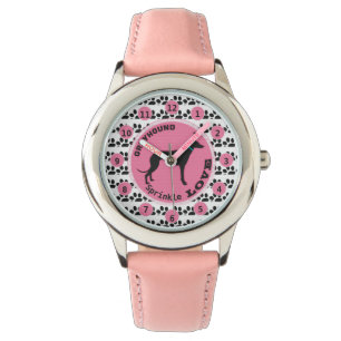Cute Girls Dog Paw Greyhound Personalize Name Watch