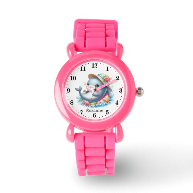 Cute girls dolphin lovers add name watch (Front)