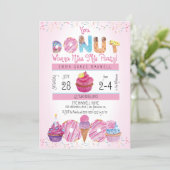 Cute Girls Donuts | Cupcakes 1st Birthday Party Invitation (Standing Front)