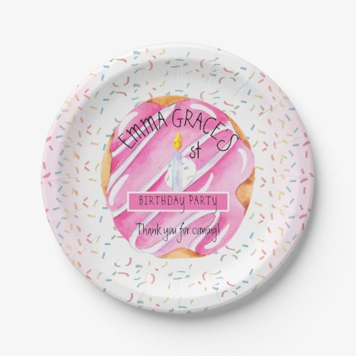 Cute Girls Donuts  Cupcakes 1st Birthday Party Paper Plates
