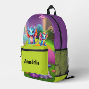 Cute girls dragon add name printed backpack