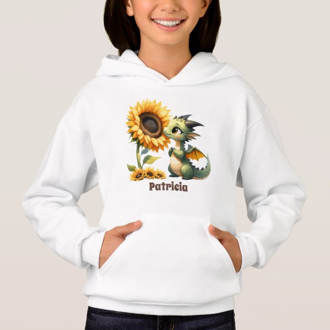Cute girls dragon lovers add name  hoodie (Front)