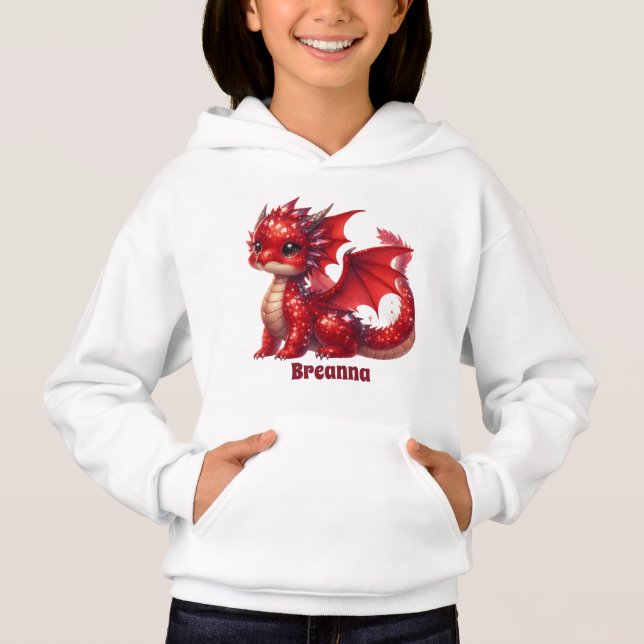 Cute girls dragon lovers add name  hoodie (Front)