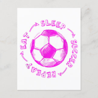 Cute Girls Eat Sleep Soccer Repeat - Youth Player Enclosure Card