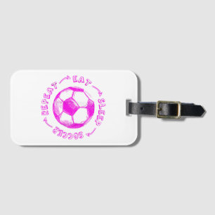 Cute Girls Eat Sleep Soccer Repeat - Youth Player Luggage Tag