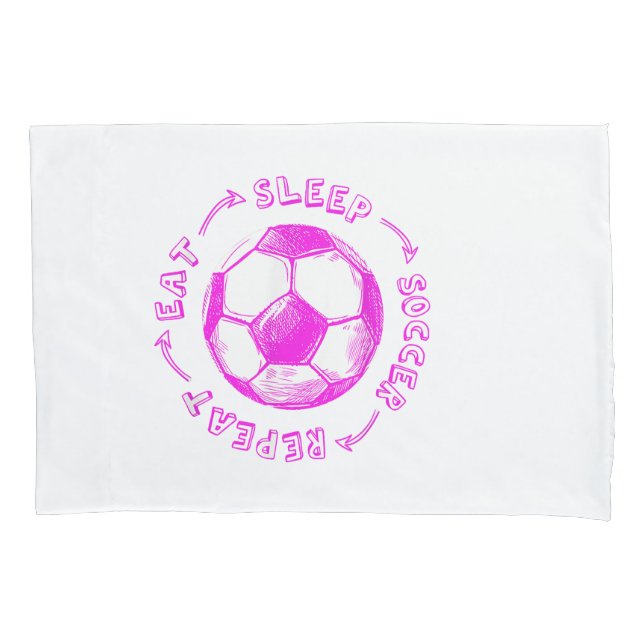 Cute Girls Eat Sleep Soccer Repeat - Youth Player  Pillow Case (Front)