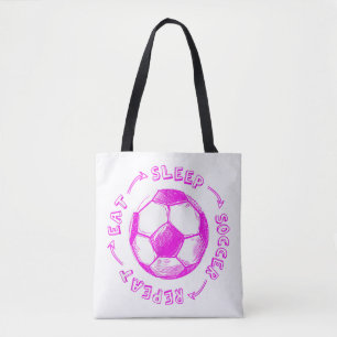 Cute Girls Eat Sleep Soccer Repeat - Youth Player Tote Bag