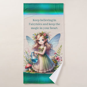 Cute girls fairy add name bath towel
