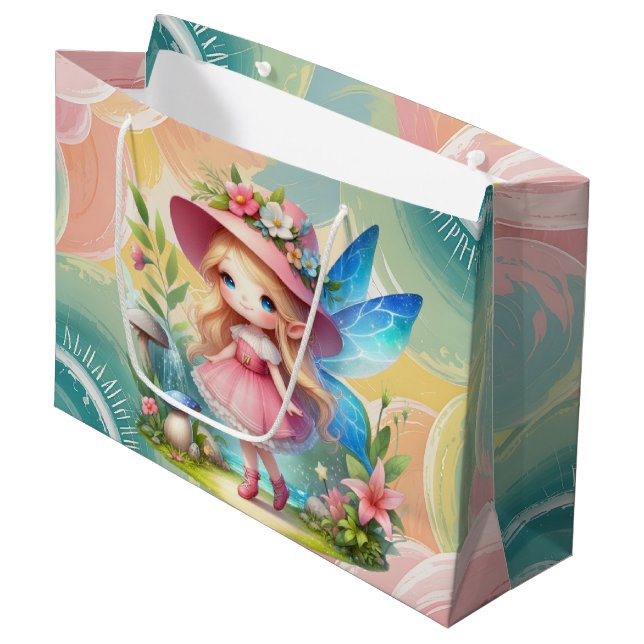 Cute girls fairy lovers large gift bag (Front Angled)