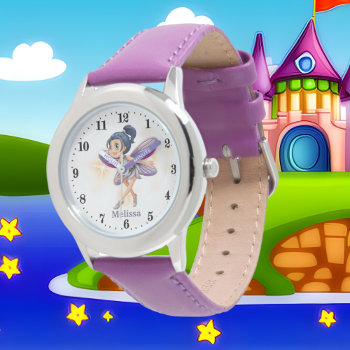 Cute Girls Fantasy Fairy Add Name Watch by DoodlesGifts at Zazzle