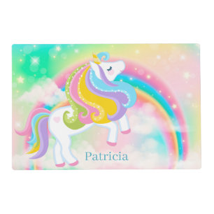 cute girls fantasy unicorn add name placemat