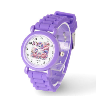 Cute girls fantasy unicorn add name  watch