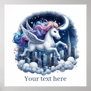 Cute girls Fantasy unicorn add text Poster