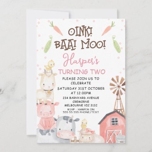 Cute Girls Farm Themed Vegtables Birthday