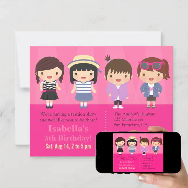 Cute Girls Fashion Show Birthday Party Invitation Zazzle