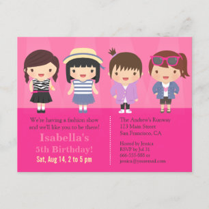 Cute Girls Fashion Show Birthday Party Invitation