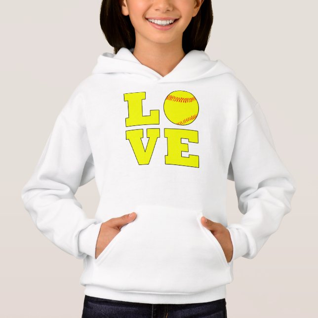 Cute Girls Fastpitch Softball Love Sweatshirt (Front)
