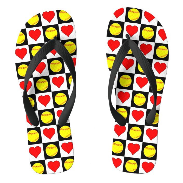 personalized softball flip flops